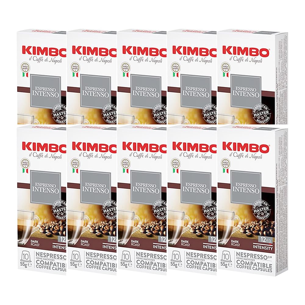 

KIMBO Nespresso Compatible Intenso Espresso Capsules, 10 Capsules x 10 Boxes (100 Capsules), Authentic