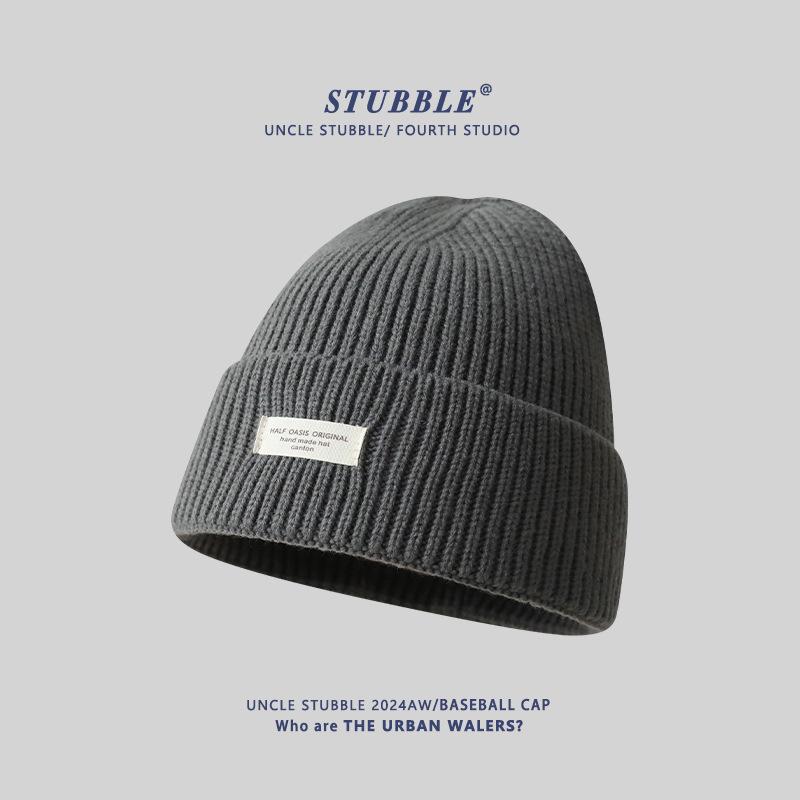 

Unisex Korean Style Knit Hat, Versatile Warm Wool Beanie with Ear Protection, In Stock One Size (Stretch Fit 55-61cm) серый