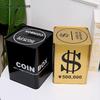 Creative Money Boxes Piggy Bank Metal Gold Coin Box Large Adults Cash Box Square Piggy Bank for Paper Money Gift 365 Days FP060