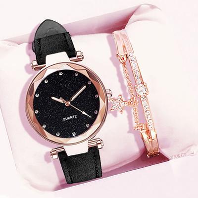 UTHAI BK99 Fashion Woman Watch Starry Sky Dial Matte Belt Luminous Quartz Watch Light Luxury Clock Gift Watches for Woman