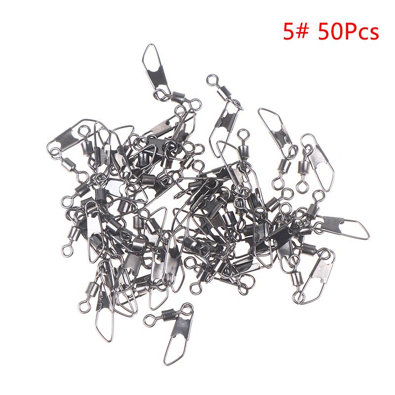 American 50-Piece Swivel Pin Connector Hooks, Size 1#-14#, Rolling Bearing, Carp Type A Fishing Tackle