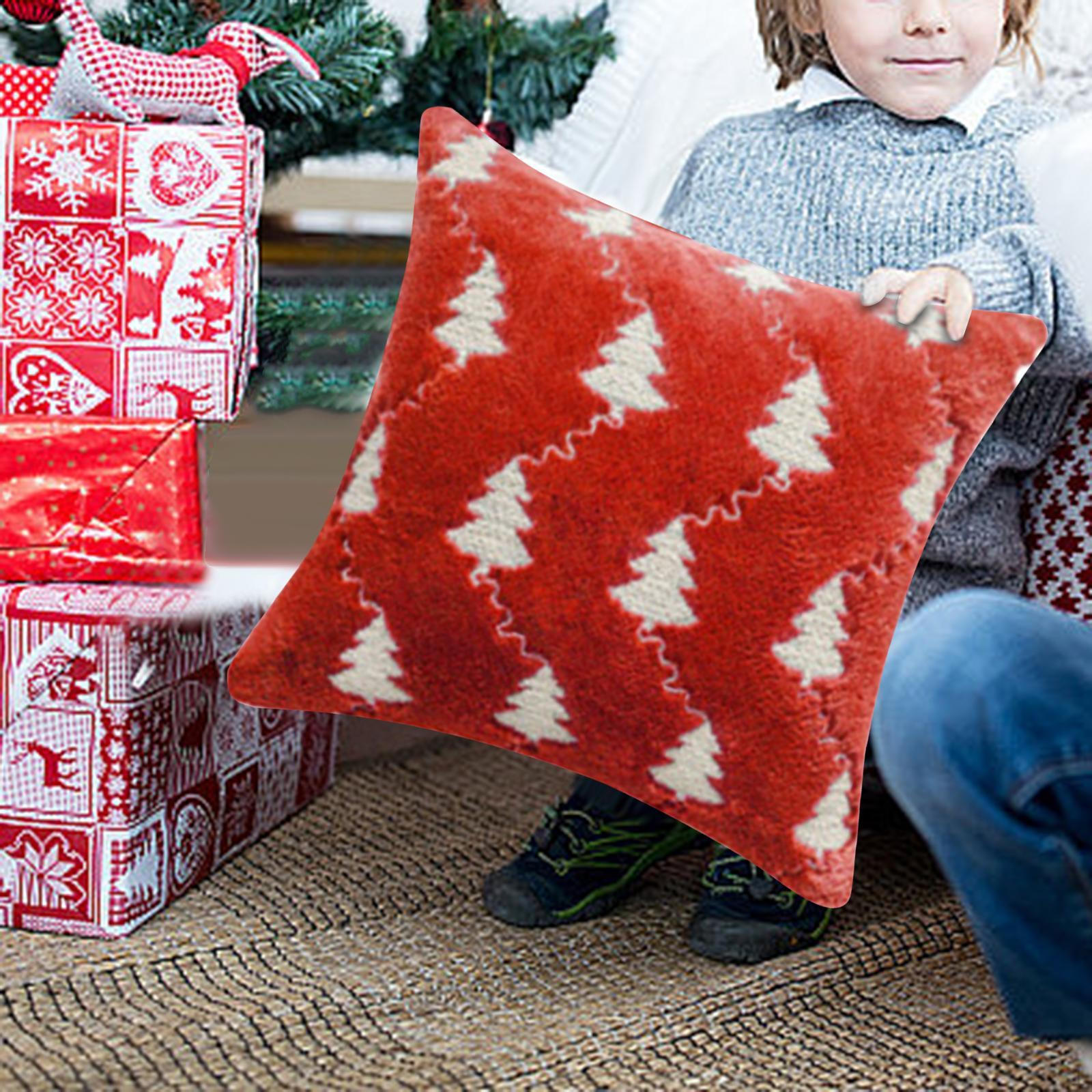 

Christmas Pillow Cover Cushion Home Decoration Tree Pattern Pillowcase for Bedroom красный