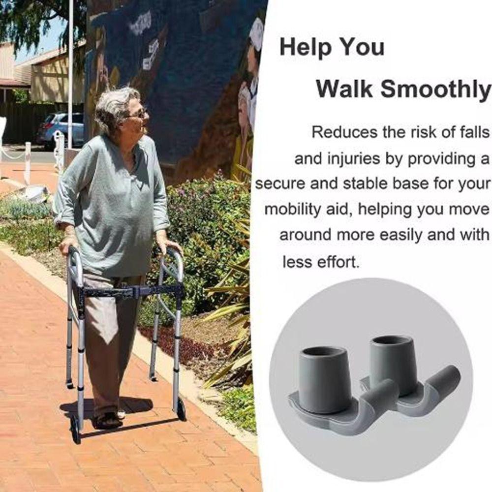 4Pcs Grey Walker Ski Glide Stability Walker Foot Pads Universal Elderly Ski Glides  For Walking Cane