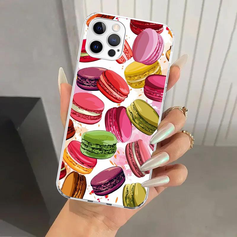 Macaron Ice Cream Cake Doughnut Phone Case for Iphone 17 Air 16 15 Plus 14 13 Mini 12 11 Pro Max 16E 7 8 SE 2020 Soft Funda Prin