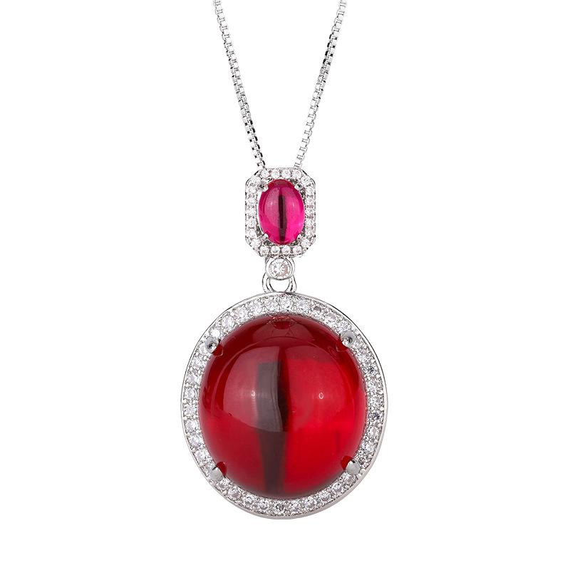 Jewelry Simulation Pigeon Blood Red Corundum Blue Spinel Plain Surface Retro Pendant Main Stone 18 * 20
