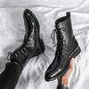 Men Motorcycle Casual High Boots Suede Demi-season Boots  Street Style Cool Boots Large Size