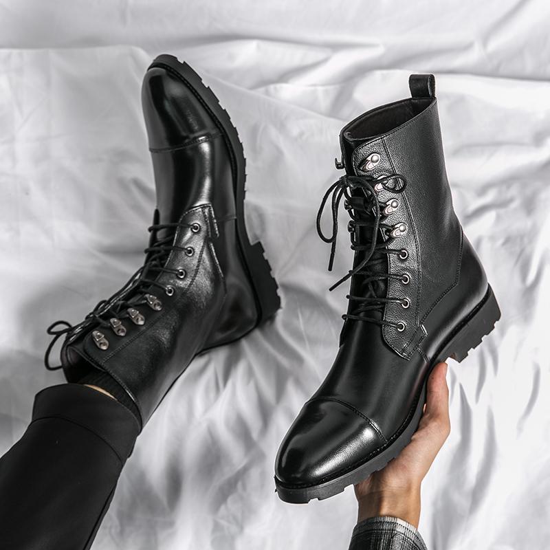 Men Motorcycle Casual High Boots Suede Demi-season Boots  Street Style Cool Boots Large Size