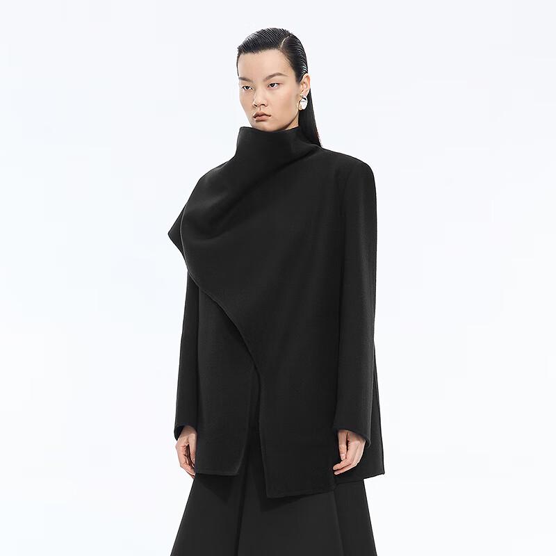 JNBY Loose Fit Wool & Cashmere Blend Scarf Collar Coat
