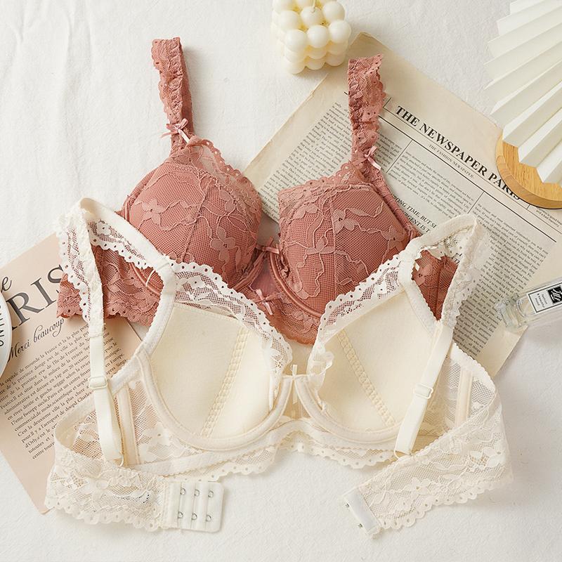 Sexy krajková mašlička tenká sekce podprsenka malá prsa shromážděná sbíraná podprsenky proti povislým prsům pohodlná měkká kostice