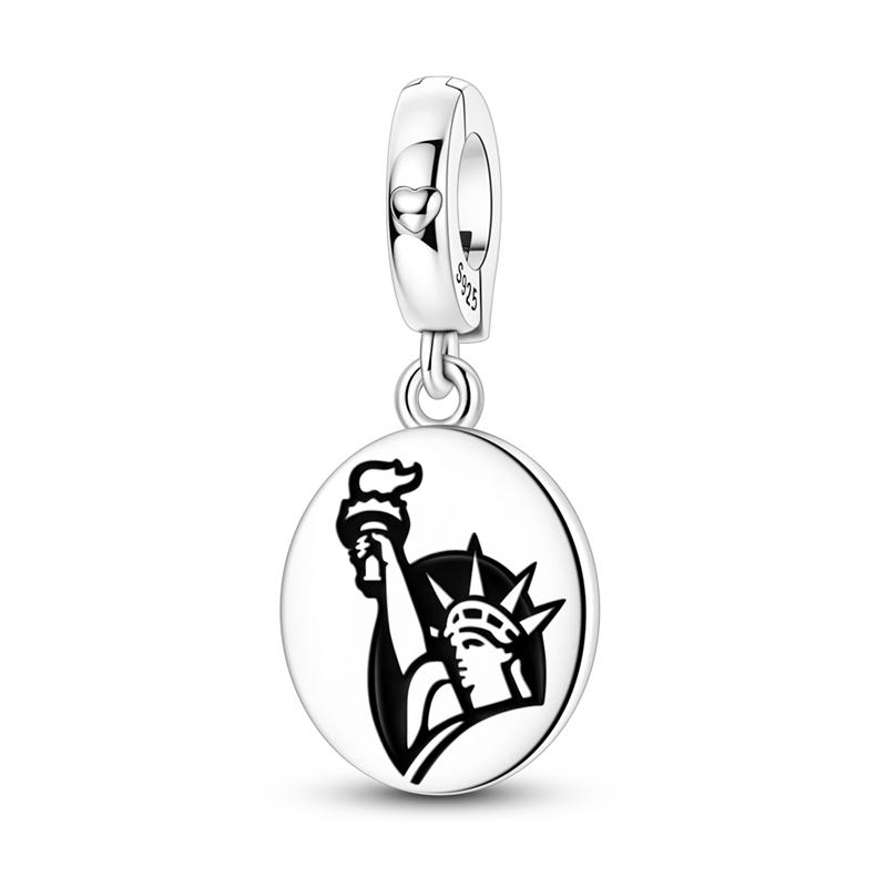 Original 925 Sterling Silver Charms Bead American Flag Independence Day Pendant Fit Original Bracelet For Women DIY Jewelry Gift