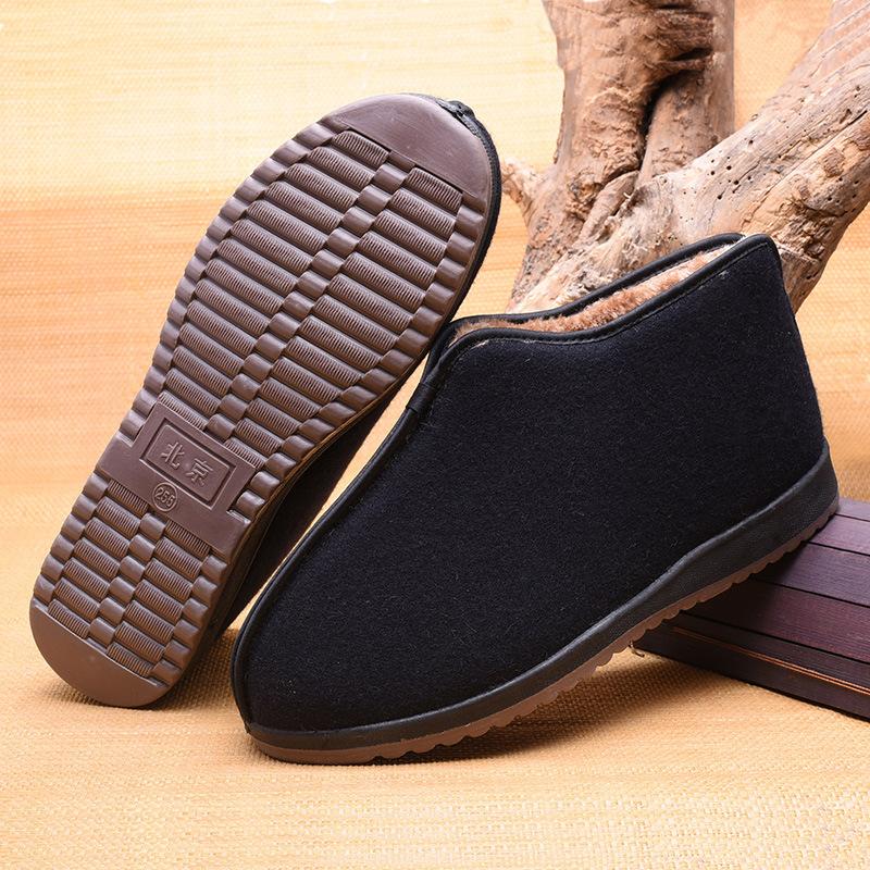 Old Beijing Cloth Shoes Winter Men's Cotton Shoes Velvet Casual Cotton Boots Warm Feet Old Man Shoes Dad Shoes