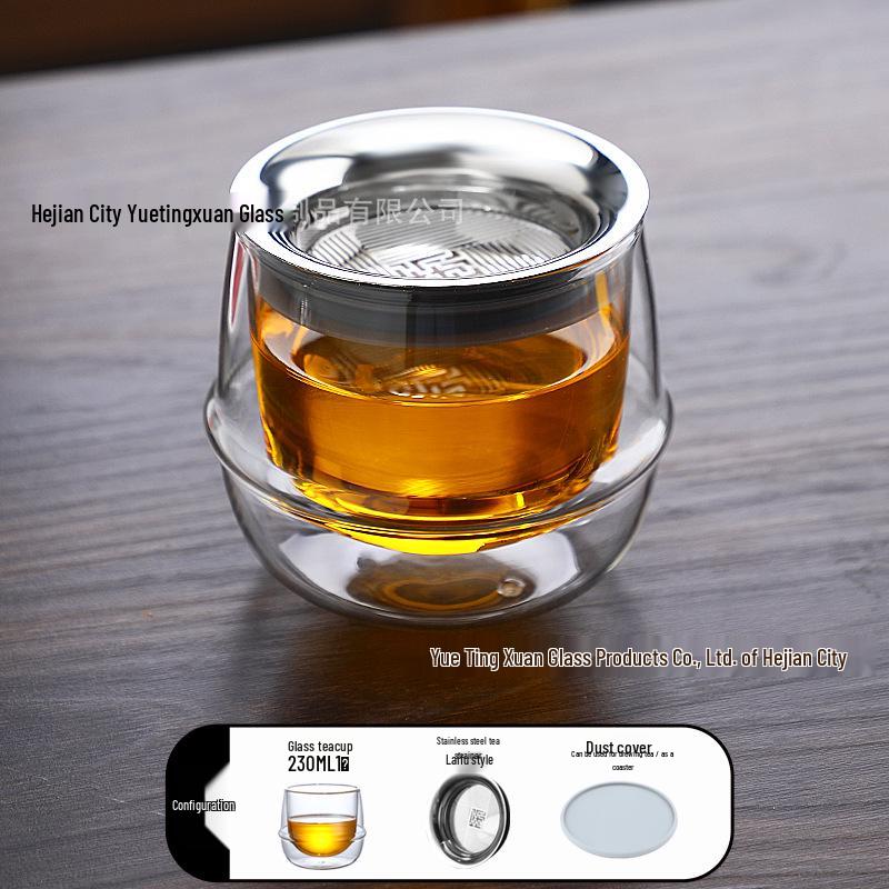 Double-Layer Glass Teapot with Infuser - Anti-Scald, Single-Serve Tea Set for Home or Office