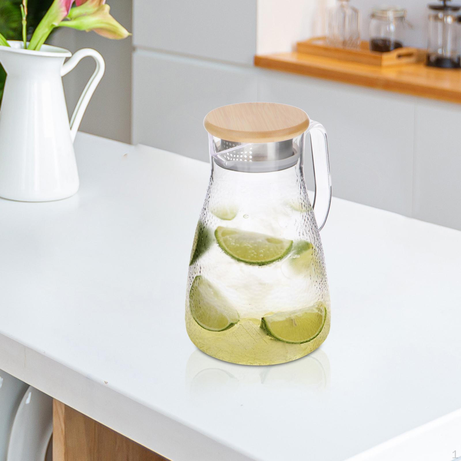 1500ml Carafe for And Cold Beverages with Bamboo Lid Handle gray