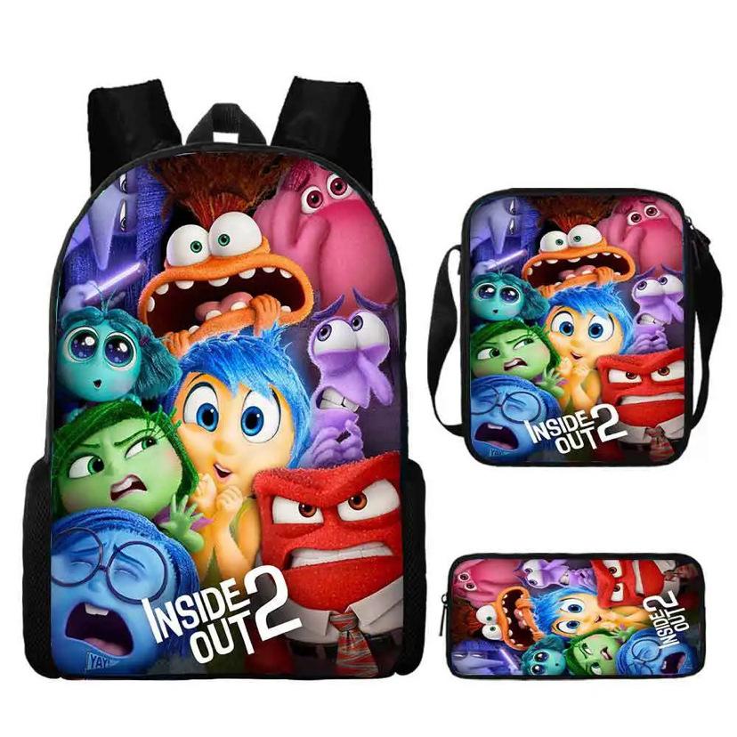 Brain Secret Service Inside Out Cartoon Three-Piece Set School Bag School Bag School Backpack Backpack