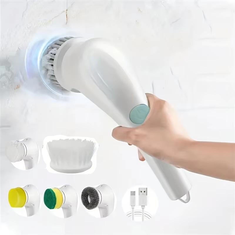 Electric Spin Cleaning Brush with 5 PCS Heads Wireless Handheld Scrubber Suitable Scrub Brush for Bathroom Kitchen Bathtub Tile