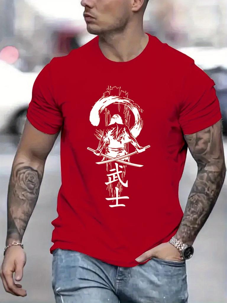 Retro T-shirt för män Japanskt Tryck Överdimensionerade T-shirts för Män Modetrend Sport T-shirts Kortärmad T-shirt Herr Toppar