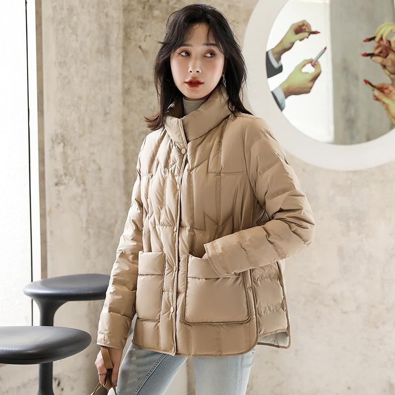 Small Down Jacket Women's New Design Sense Fashion Stand-up Collar White Duck Down Jacket Loose
