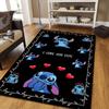 1pc Cute Stitch Pattern Area Rug Soft Flannel Floor Mat for Living Room,Office,Bedroom and Carpet,Sofa Coffee Table Floor Mat