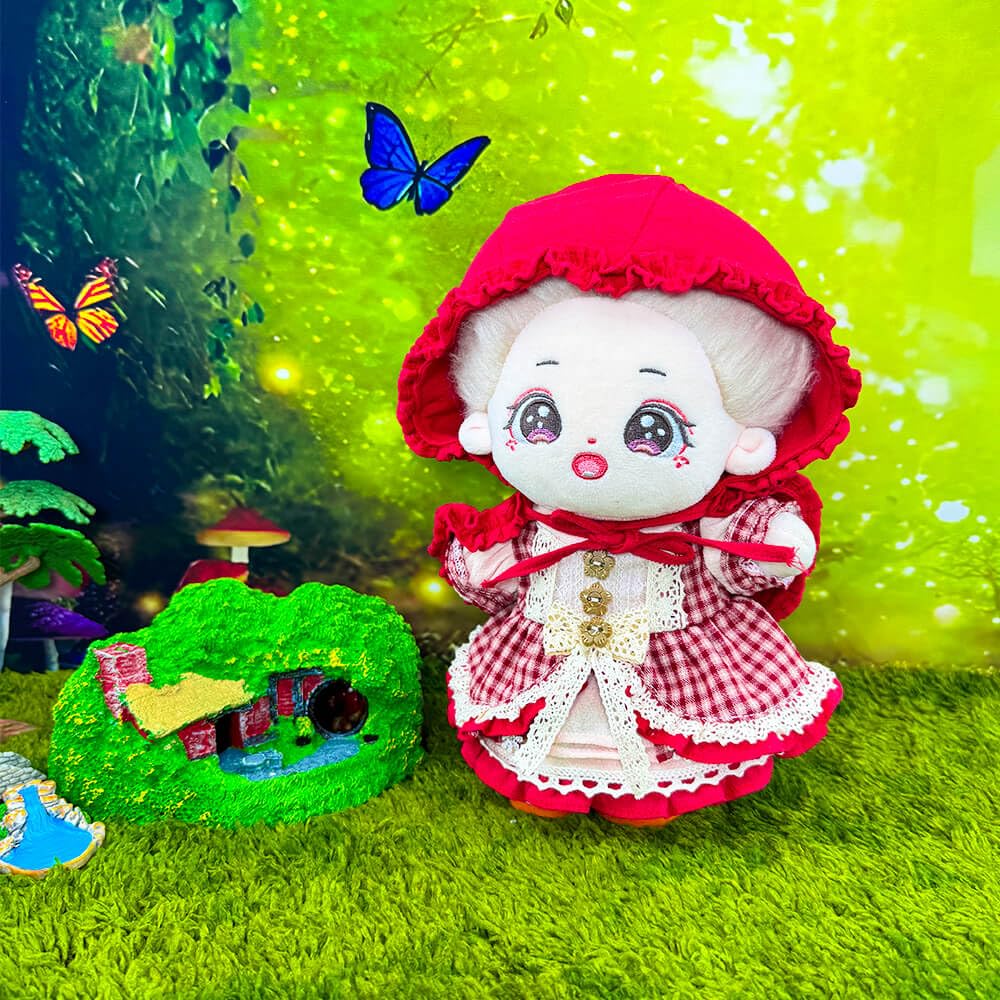 niannyyhouse 20cm Plush Clothes Red Short Cape Dress Cotton Doll Accessories Dress-Up