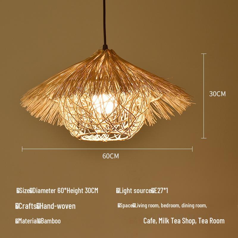Bamboo Rattan Pendant Lamp: New Chinese & Japanese Style Zen Lighting for Tea Room & Dining, Antique Lantern Design.