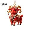 Chinese Zodiac Acrylic Charms 2D Goat Christmas Hanging Ornament, 3.15 Inch Farm Animal Xmas Tree Durable Decorative Boards Decoration for Car