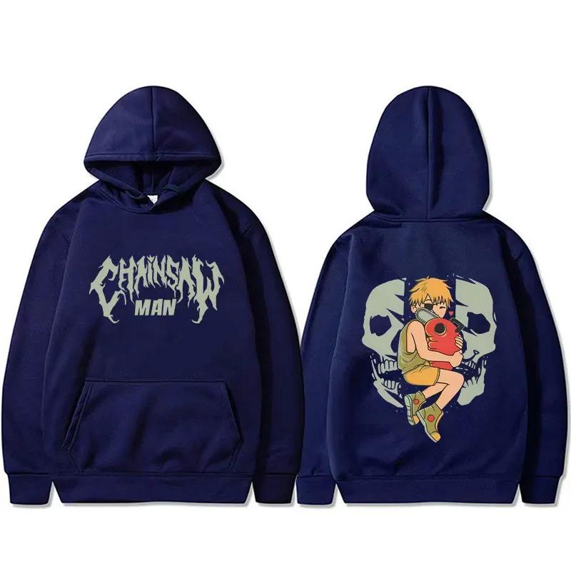 Anime Chainsaw Man Hoodie Funny Cartoon Denji Pochita Graphic Hooded Sweatshirt Men's Women's Manga Cosplay Oversized Streetwear