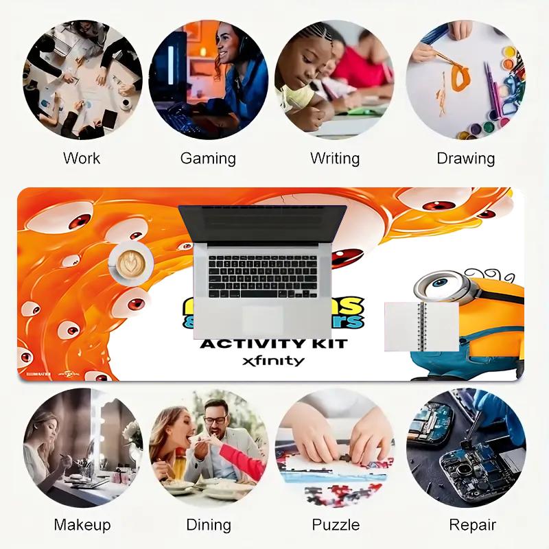1Pc Minions Monsters Fun Gaming Mouse Pad Keyboard Desk Mat Non-slip Rubber Lock Edge Waterproof Computer Mousepad for Office Home Decor Y1118