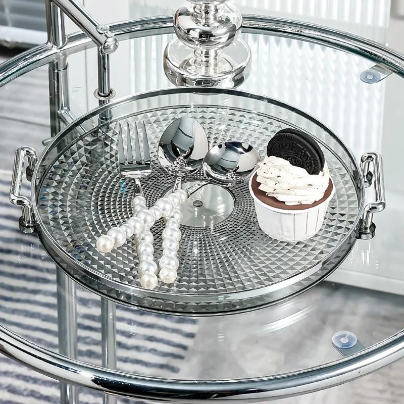 Luxury Storage Tray Round Plastic Serving Tray Kitchen Organizer Food Plate Coffee Table Decor Fruit Dessert Tea Tray Storage