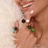 Geometric Spherical Stainless Steel Gold Plated Trendy Open Ring For Women Featuring Three Colorful Enamel Droplet-Shaped Rings