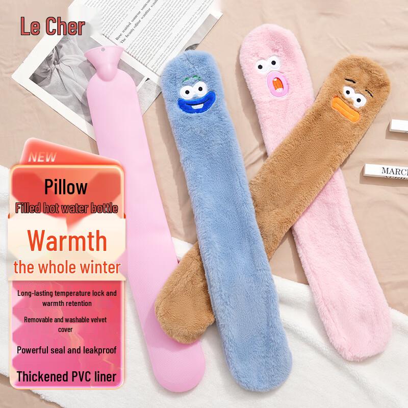 Lexueer Long Hot Water Bottle with Embroidered Cover