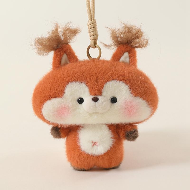 13cm Kawaii Dieren Pluche Hanger Gevulde Eekhoorn Rode Panda Wasbeer Schattige Sleutelhanger Met Lus Decoratie Voor Tas Cadeau 13cm with loop beige
