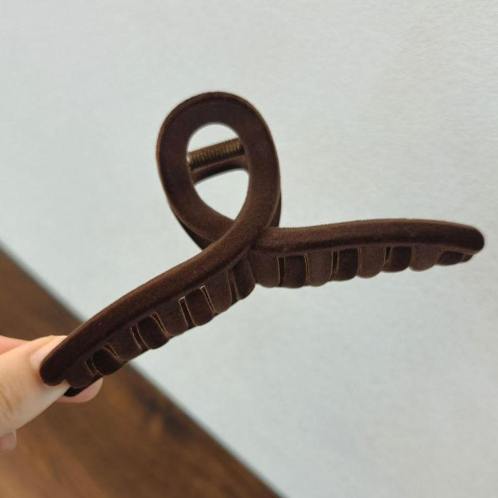 Elegant Autumn/Winter Large Flocked Claw Clip for High Ponytails - Internet Celebrity Style Hair Accessory
