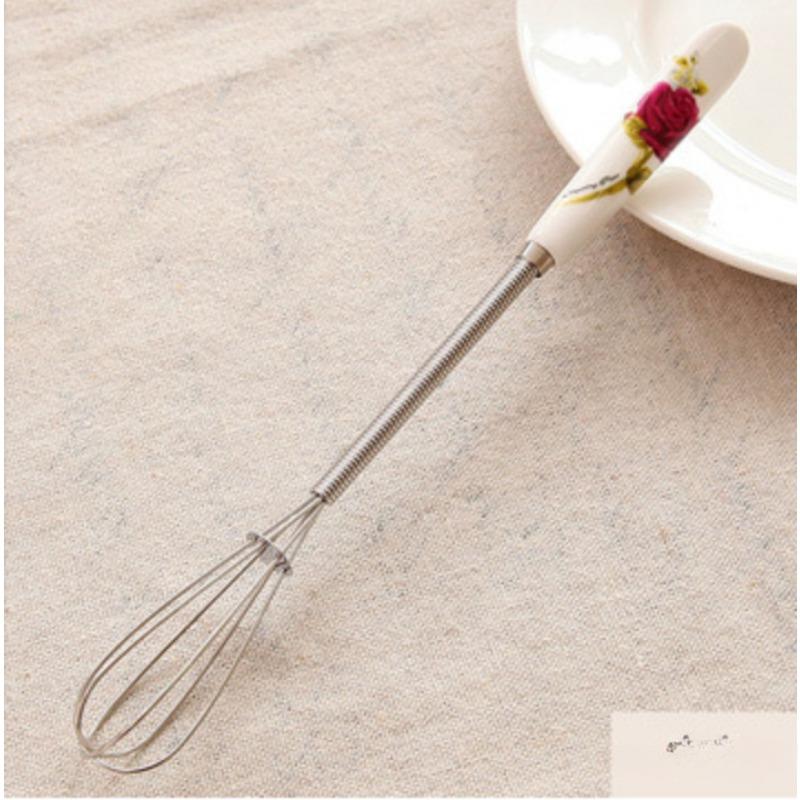 Bear Ceramic Handle Stainless Steel Compact Manual Egg Beater Cake Cookie Baking Mixer