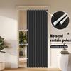 Gray Foldable High-Temperature Resistant Polyester Bathroom Partition Curtain with Hole Hook - Wave Style, Machine Washable,Bathroom Decor