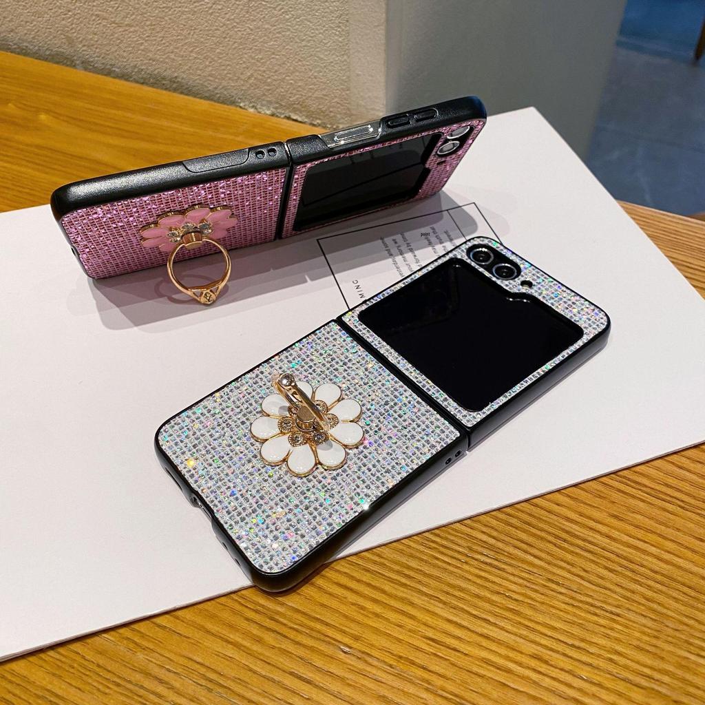 Glitter Stand Hard Shell Phone Case for Samsung Z Flip6/Z Flip4/Flip7