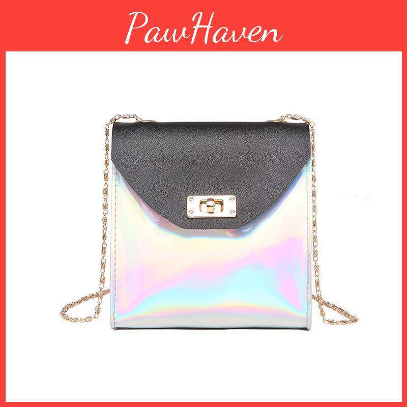 Elegant Fashion Women Mini Chain Bag With Laser Clear Design Shoulder Handbag