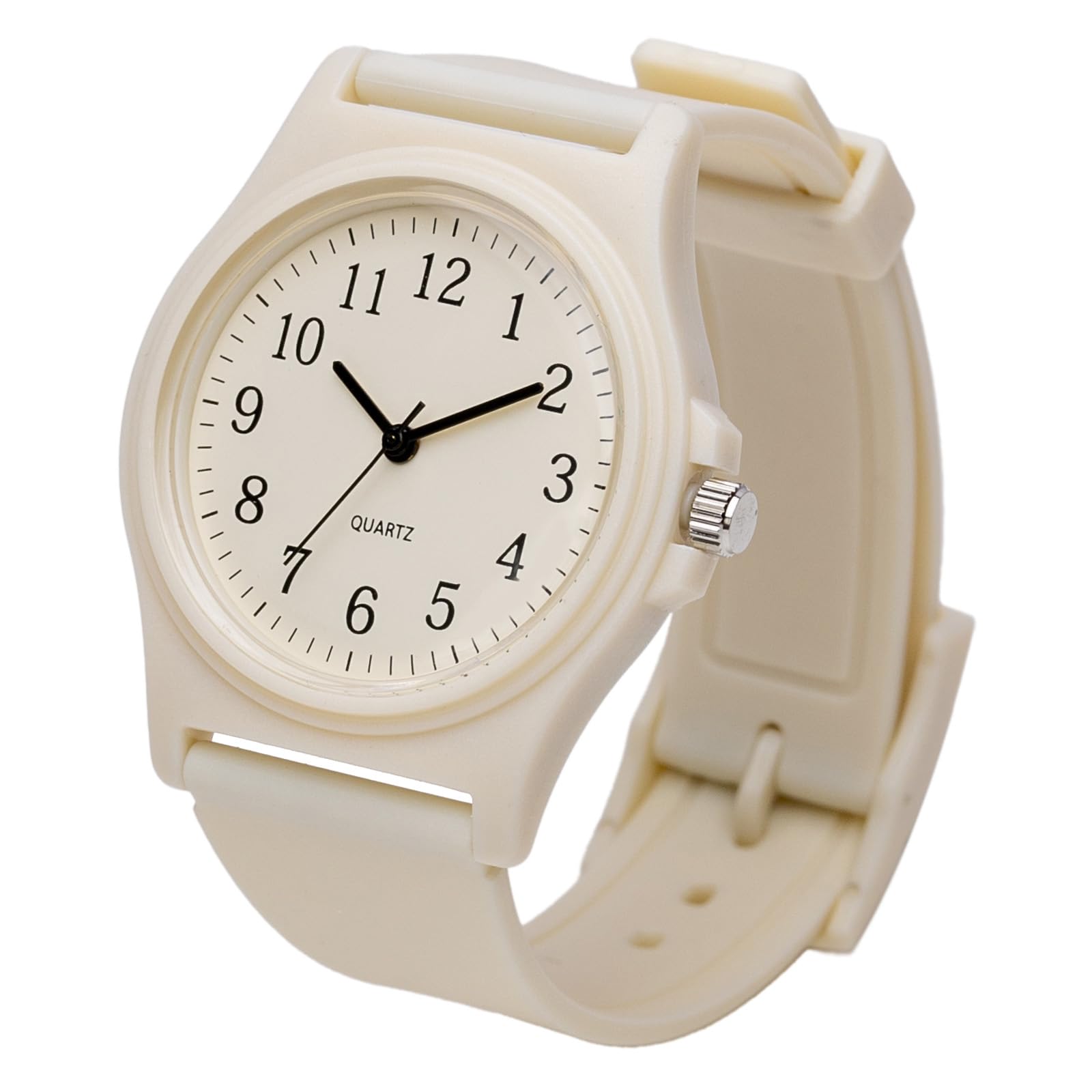

Analog Wristwatch with Urethane Fizz [Fieldwork] Women s Band, Ivory, PP001-1 слоновая кость