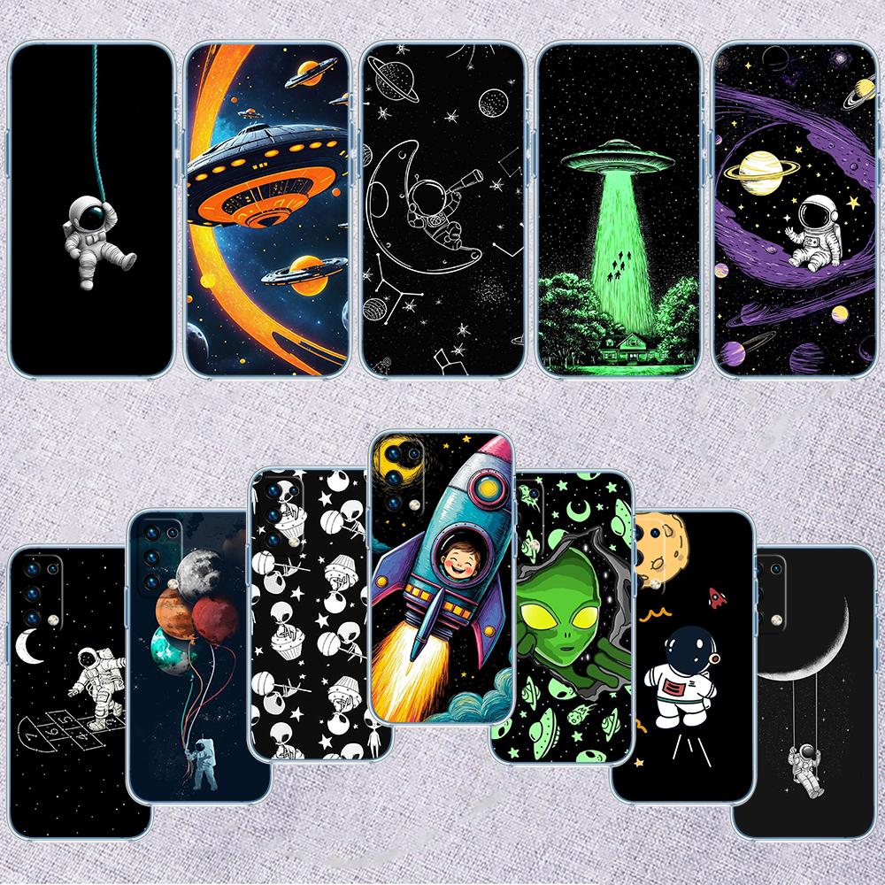 RA4 Astronaut Space Moon Alien Phone Case for LG K22 K30 K40 K41 K42 K50 K50S K51 K51S K52 K61 K62 K71 K92 Q60 Q61 V40 V50 V60