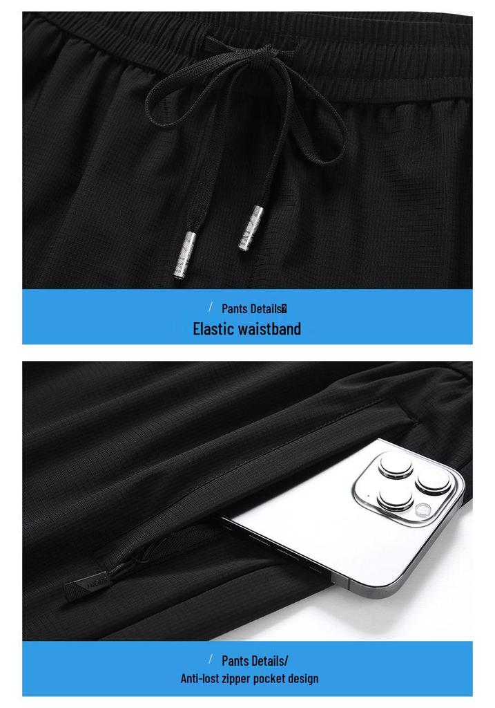 2026 Summer Ice Silk Quick-Dry Sports Casual Set: Round Neck T-Shirt & Straight Leg Pants
