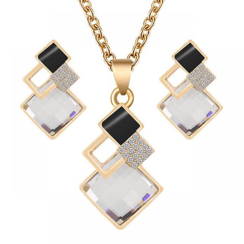 Fashion Crystal Pendants Necklace Earrings Sets for Women Jewelry Set Bridal Wedding Earring Necklace Set4.8More Than 1000 Purchases