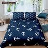 Nautical Bedding Set Ocean Anchor Decor Duvet Cover Sailor Pirate Captain Sea Adventure Bedspread Cover For Kids Boys Navy Blue