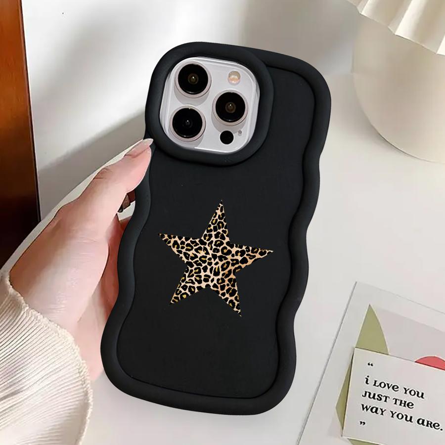Leopard Star Design Soft Phone Cover Case for iPhone 12 11 14 XR 17 Air 8 16 Pro Max 13 15 Plus