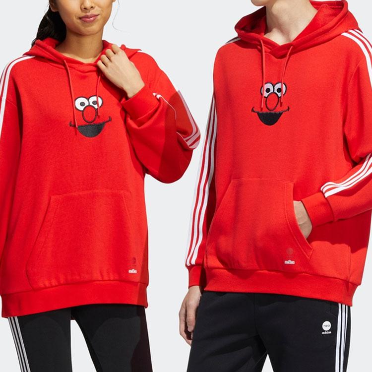 Adidas Neo Sesame Street Co-Branded U Ss Hdy Elmo Casual Sport Striped Hoodie Unisex Hoodie Red HD7300