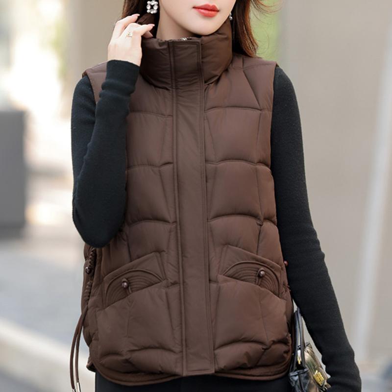 

Fashion Winter Women s Warm Vest Stand Collar Thick Sleeveless Parka Woman Short Jackets M чорний