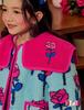 In Stock! BE23 Girls' Lamb Wool Reversible Set - Cozy Rose Flower Jacket for Autumn and Winter