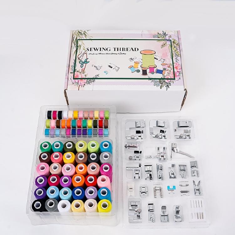 Multifunctional Presser Foot with Multicolored Polyester Thread for Sewing Machine Stitching Project and Clothes Repair