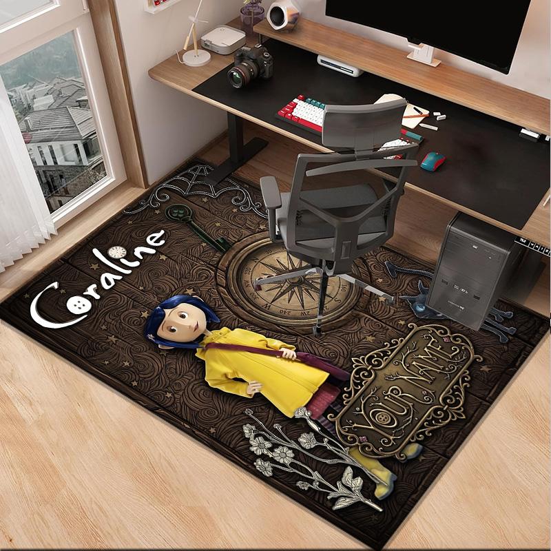 Custom NameMystery Coraline's World Carpet, Indoor Rug, Chair Rug, Living Rooms, Doormat Made From Polyester Home Decor Birthday Christmas Gifts