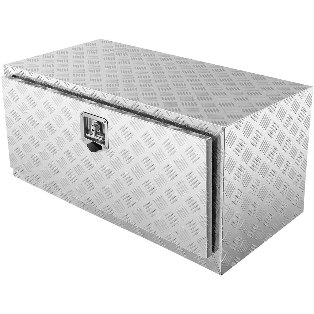 Underbody Truck Box, 36"×24"×24" Pickup Storage Box, Heavy Duty Aluminum Diamond Plate Tool Box with Lock and Keys, Waterproof Trailer Storage Box