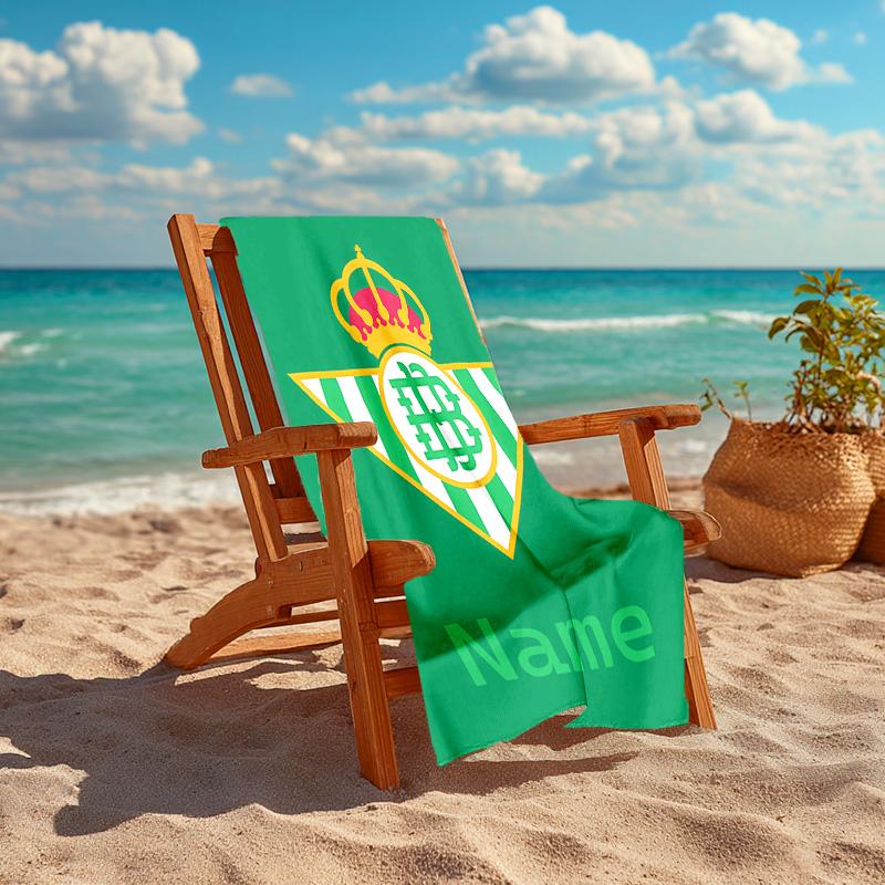 Personlig anpassad proof strandhandduk med mönster från Real Betis Balompié - mjuk, absorberande, snabbtorkande, perfekt för simning, camping och bad
