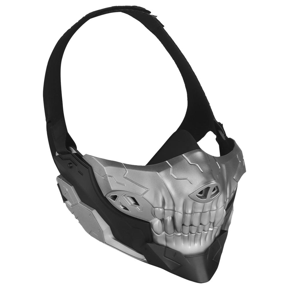 

Airsoft Skull Mask Breathable Half Face Combat Mask Halloween Fangs Mask for Halloween Horror Props Party Supplies серебряный